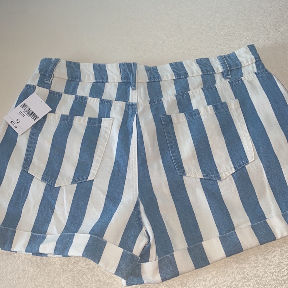 Forever 21+ size 12 striped denim shorts